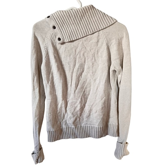 Esprit Vintage Beige 100%‎ Cotton Knit Chucky Silver Snap Grommets Turtleneck - Picture 3 of 8